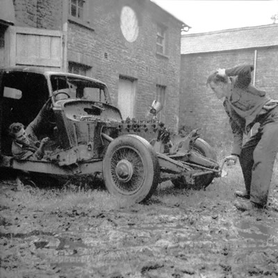 David and Tony Bowen outside Ty Cerbyd and Bwthyn Y Saer 1958 by Tony Bowen