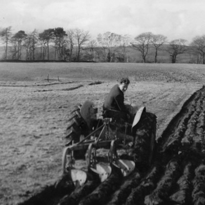 David Bowen ploughing the House Field at Plas Farm circa. 1965 by Tony Bowen