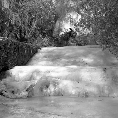 Plas Cilybebyll Weir Big Freeze 1963 by Tony Bowen